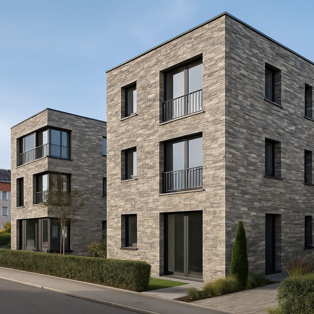 Façade avec pierre naturelle du système Termopiedra